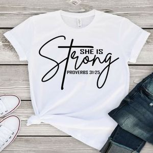 White Soft Cotton Tee She Is Strong